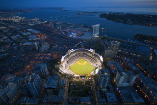 Baseball stadium night city water - night free wallpaper