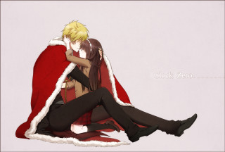 Couple sitting bed christmas fur - top of a bed together free wallpaper