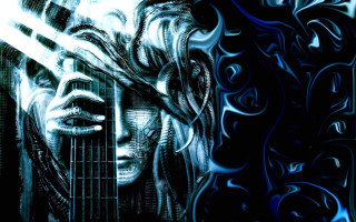 Gothic cyberpunk biomechanical woman guitar - biomechanical free wallpaper
