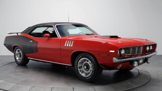 Red muscle car museum black - a white wall behind free wallpaper