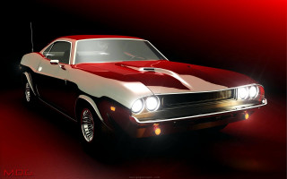 Red white muscle car red - photorealism free wallpaper
