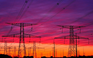 Sunset power lines building red - a sunset free wallpaper