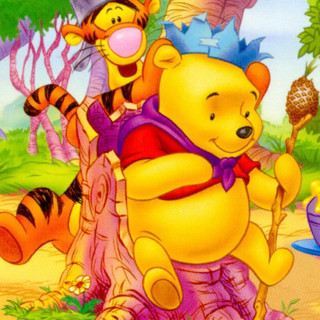 Pooh tigger honey stump field - primitivism free wallpaper