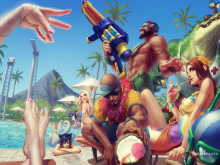 Group people pool gun woman - the other hand free wallpaper