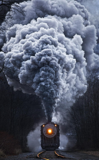 Train smoke tracks bright light - arie smit free wallpaper