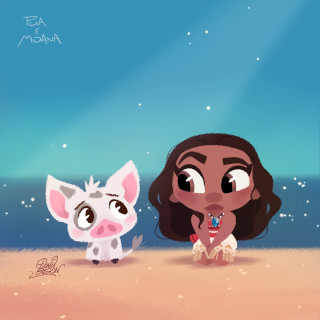Girl dog beach sky stars - free bikini wallpaper