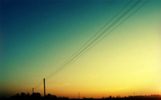 Sunset powerlines telephonepoles city sky - cable wire free wallpaper