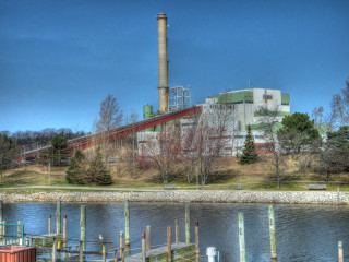 Factory water dock trees building - a dock in front free wallpaper