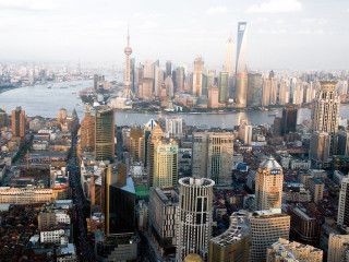 City river tall buildings skyline - a sky line free wallpaper