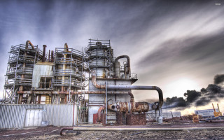 Industrial plant smoke stacks pipes - industrial free wallpaper