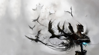 Man bird sky flying painting - a painting of a man free wallpaper