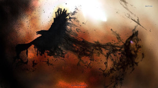Bird flying sun background blurry - dark fantasy art free wallpaper