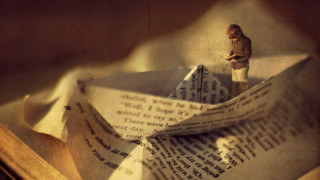 Book paper boat miniature man - a book free wallpaper