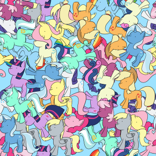 Little ponies pattern blue background - beeple free wallpaper