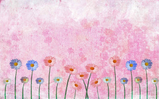 Flowers painting pink background green - a green border free wallpaper