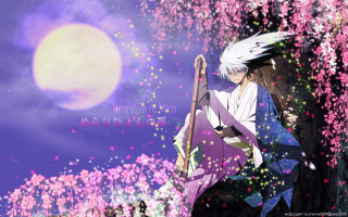 Woman sword tree pink flowers 2 - a sword free wallpaper