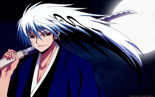 Man white hair blue robe 2 - a knife free wallpaper