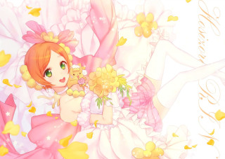 Girl dress flowers hand bouquet - a girl in a dress free wallpaper for desktop