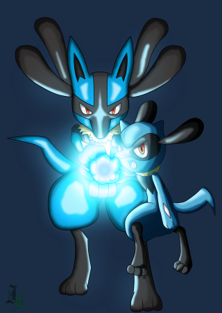 Blue black pokemon glowing light - its mouth free wallpaper