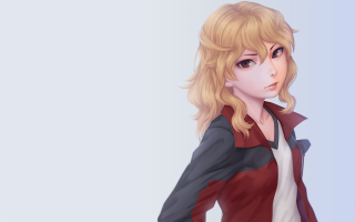 Blonde woman red jacket portrait - a red jacket free wallpaper