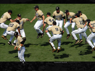 Baseball players circle grass field - a circle free wallpaper