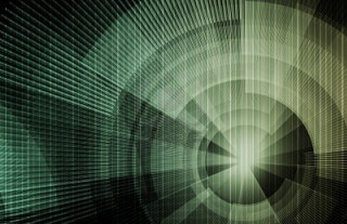 Green black background circular design - beeple free wallpaper
