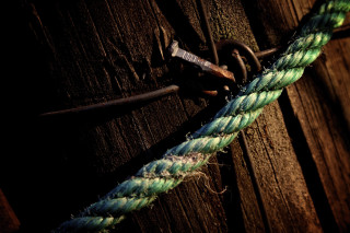 Rope wooden fence metal hook - the end free wallpaper