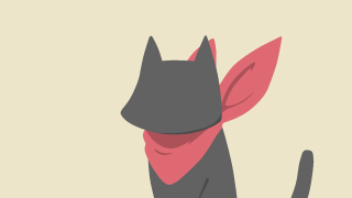Black cat pink scarf beige - a beige background free wallpaper