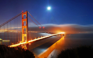 Long bridge night full moon - a long bridge free wallpaper