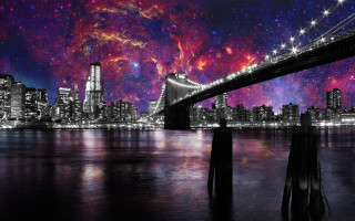 Bridge water city stars night - daniel lieske free wallpaper