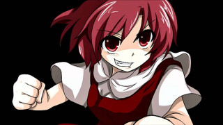 Red haired girl pointing black - red hair free wallpaper