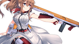 Woman dress holding gun action - aguri uchida free wallpaper