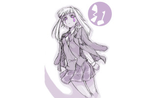 Woman dress coat purple background - flowing hair free wallpaper