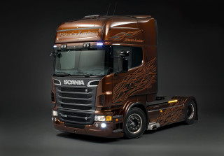 Brown truck black white orange - matte finish free wallpaper