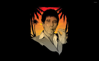 Man smoking cigarette sunset palm 3 - a cigarette in front free wallpaper