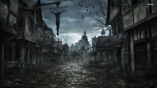 Creepy street crucifix cemetery haunting - grim free wallpaper