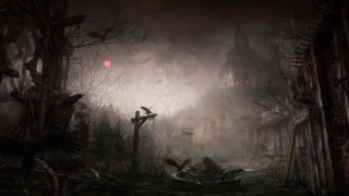 Creepy dark city bird flying - bastien l. deharme free wallpaper