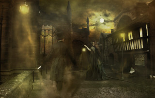 Man woman walking street city 2 - a street in a city free wallpaper