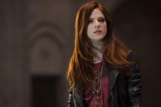 Red haired woman black jacket - long red hair free wallpaper