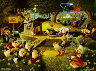 Cartoon characters dancing park happy - carl barks free wallpaper