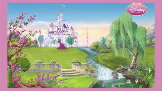 Castle stream tree pink border - a tree in the foreground free wallpaper