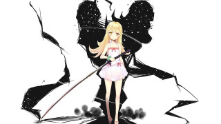 Girl pink dress sword black - a white tail free wallpaper