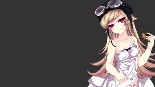 Girl dress hat donut drink - white background free wallpaper