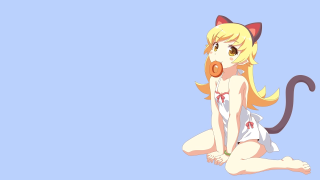 Cartoon girl cat back rococo - her head free wallpaper