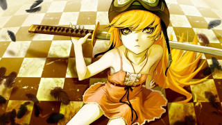 Girl sword hat standing checkered - a sword and a hat free wallpaper