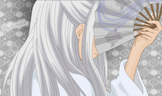 Woman long white hair smiling - white hair free wallpaper