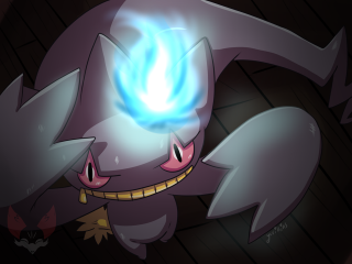 Cartoon character glowing blue eye - his mouth free wallpaper