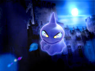 Purple creature glowing eyes castle - its face free wallpaper