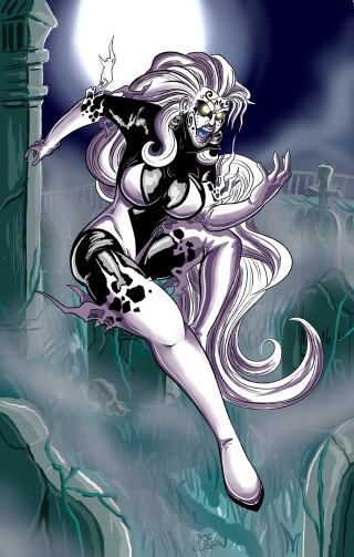 Cartoon woman flying black white - costume free wallpaper