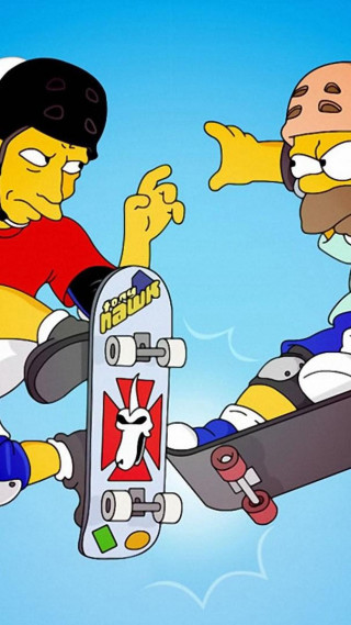 Cartoon two people skateboarding holding - one holding free wallpaper